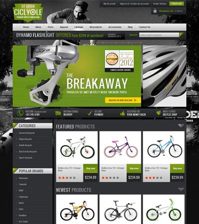 OT BicycleGreen - Bike online store template for Joomla 2.5