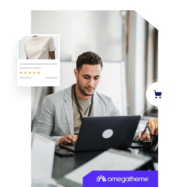 Merchant working on laptop