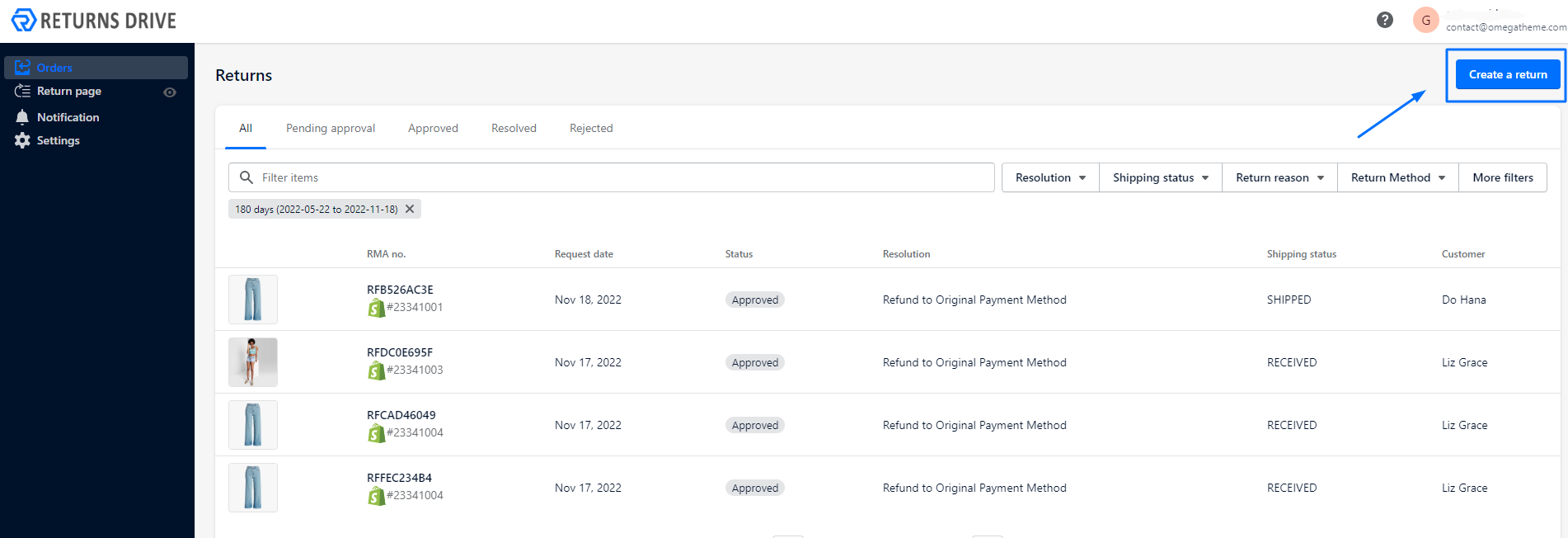 Returns Drive helps to shorten the returns process.