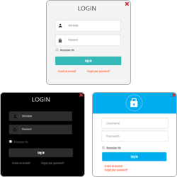 3 login styles layout