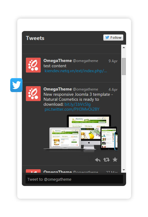 Twitter widget slider layout