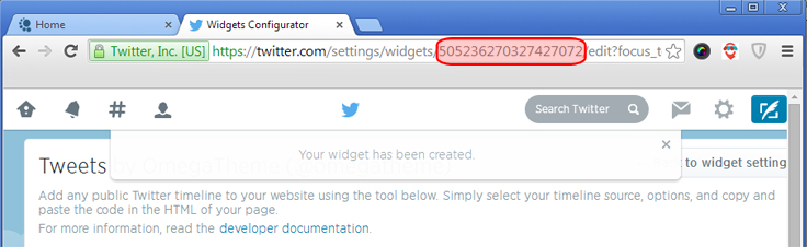 creating new twitter widget id step 3