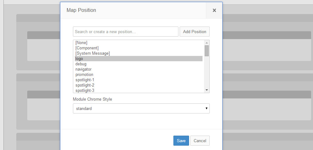 add module position and select module style