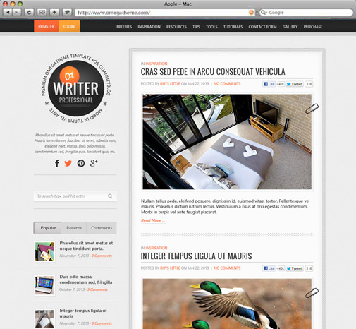 OT Writer responsive joomla template