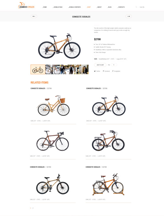 OT Bamboo Cycle detail product page Joomla template