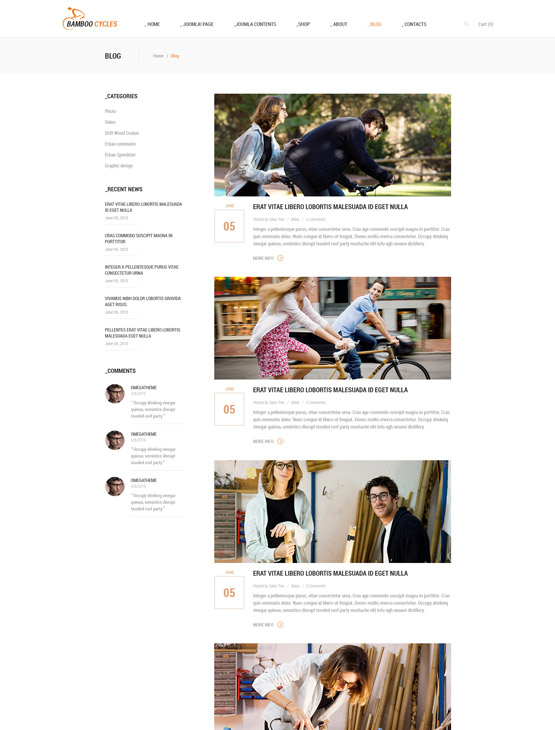 OT Bamboo Cycle blog page Joomla template
