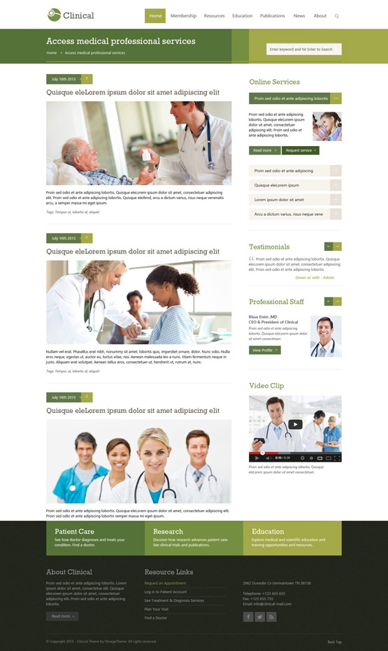 clinical list page template