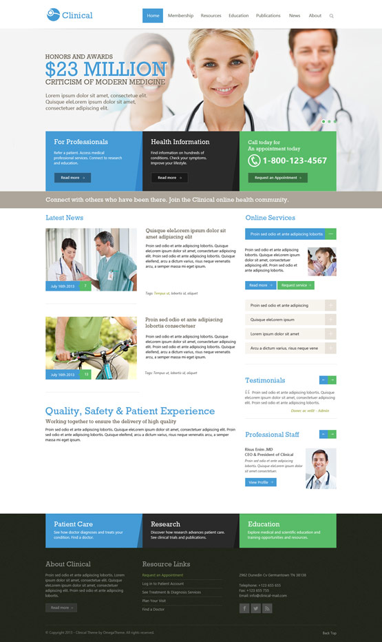 clinical homepage template