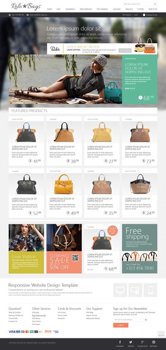 Fashion bags home page joomla template