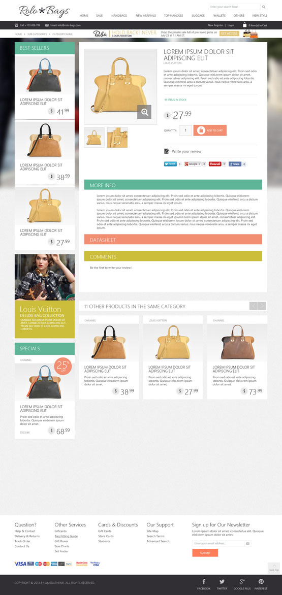 Fashion bags product detail joomla template