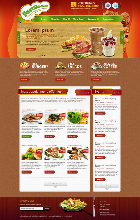 ot fastfood restaurant or cafe joomla template omegatheme com