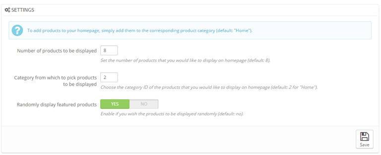Featured products on the homepage