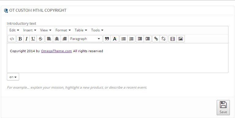 OT Custom HTML Copyright
