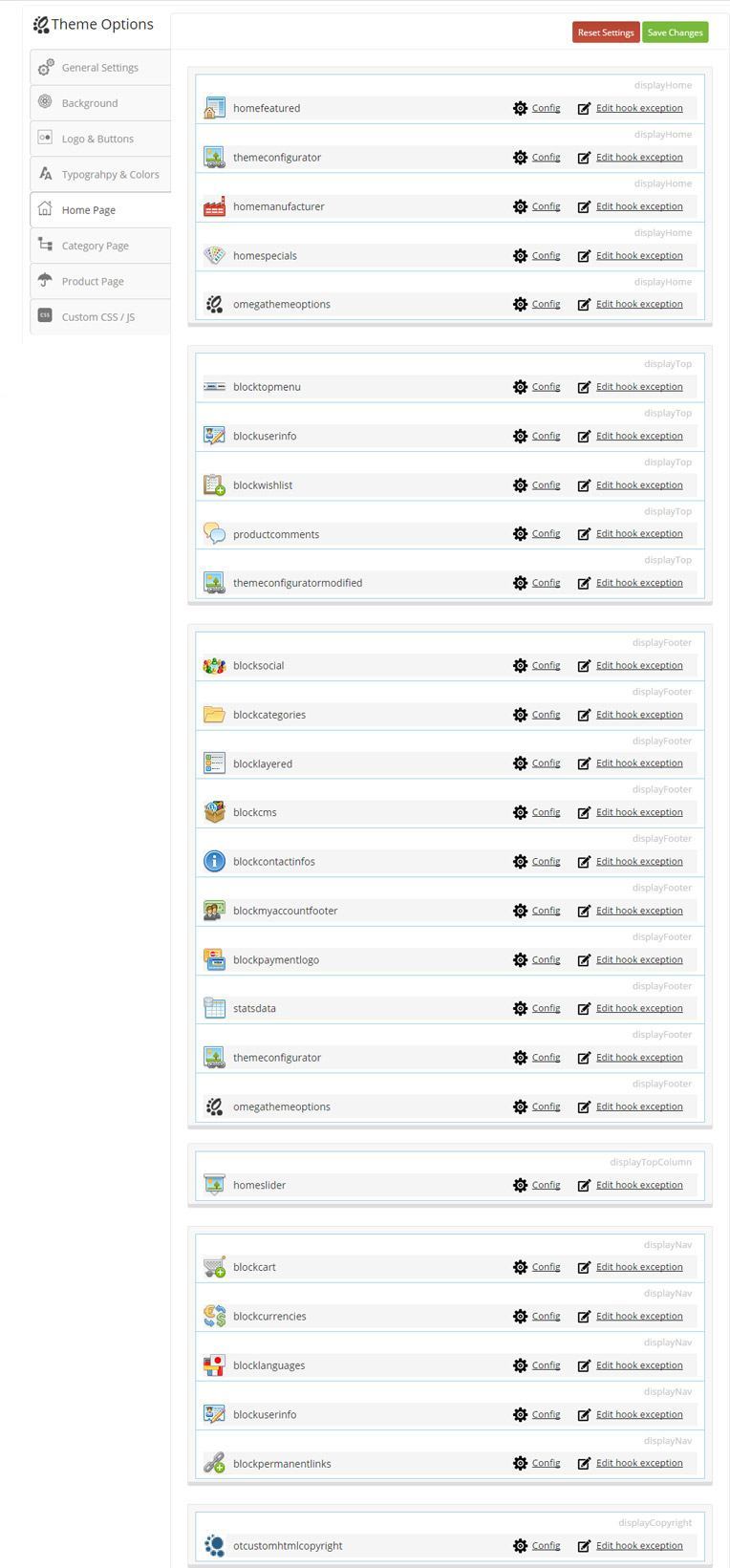 Module and hooks of Malesuada prestashop theme module and hook
