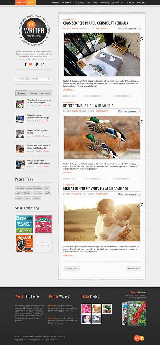 Writer joomla template - home page