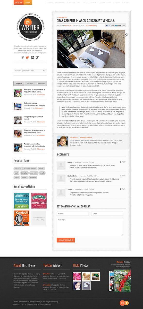 Writer joomla template - inner page