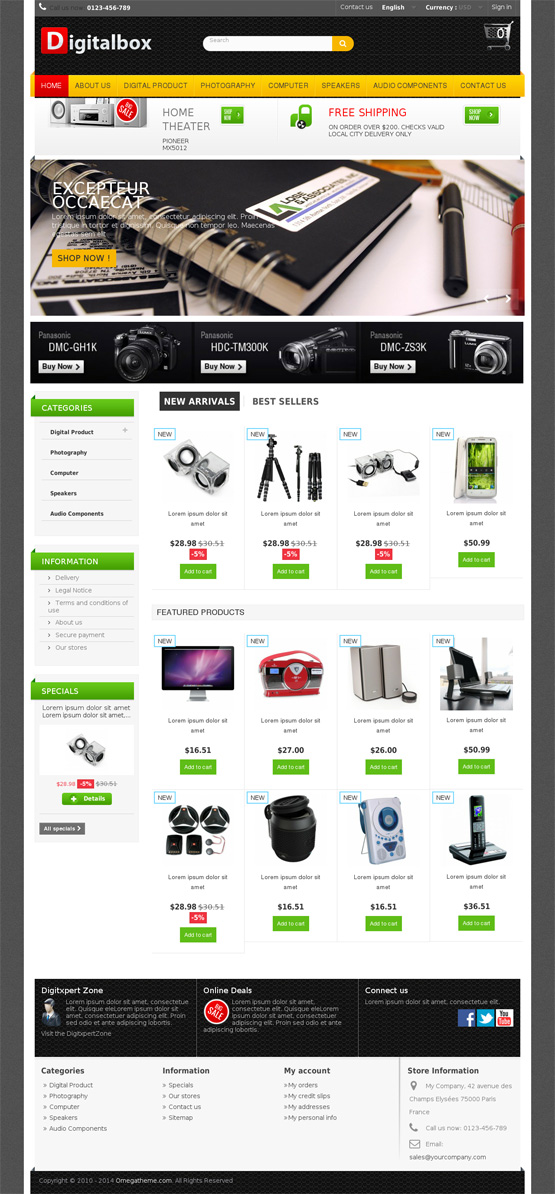 digital prestashop theme - home page