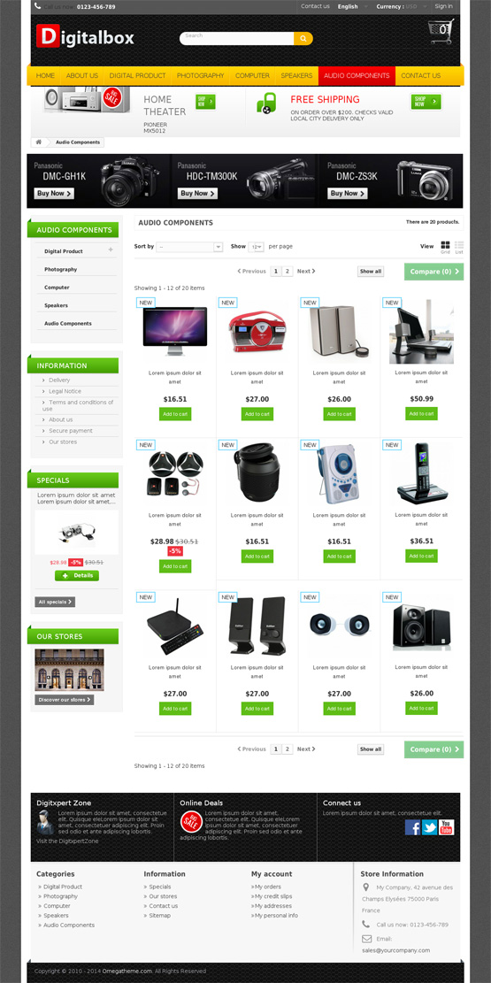 digital prestashop theme - list page