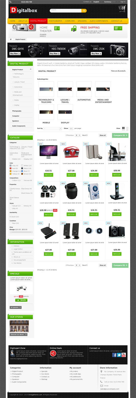 digital prestashop theme - category page