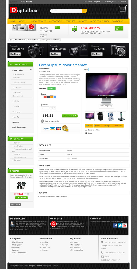 digital prestashop theme - detail page