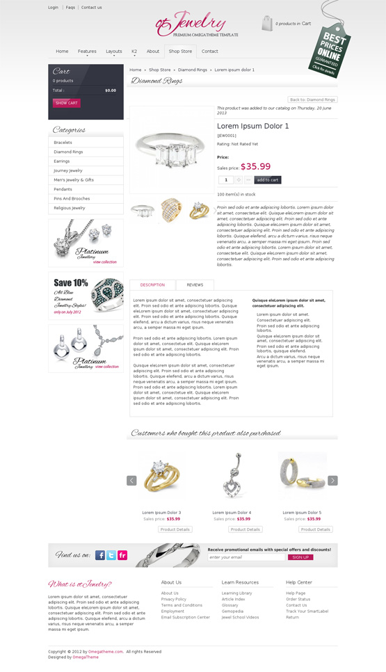 OT Jewerly Prestashop theme - product detail page
