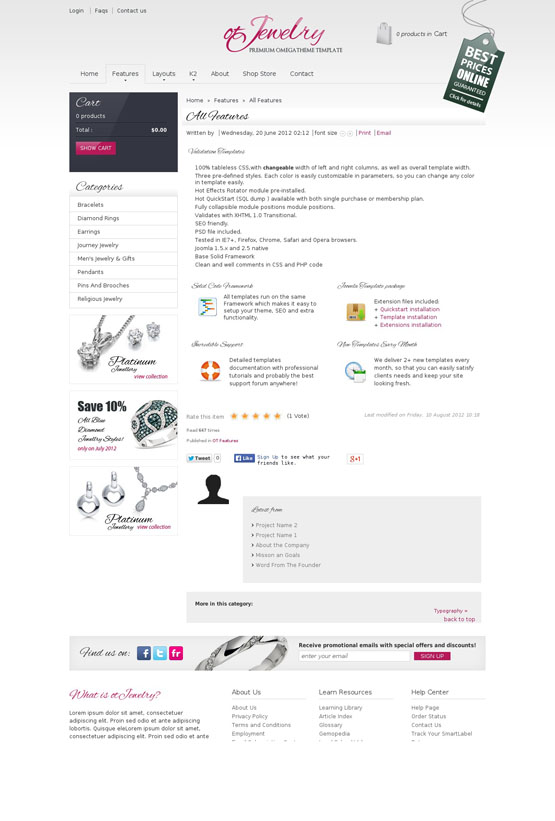 OT Jewerly Prestashop theme - single page