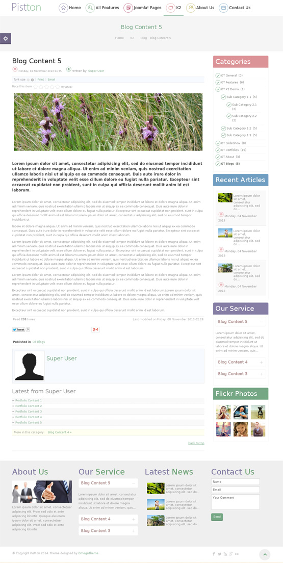pistton article joomla page template