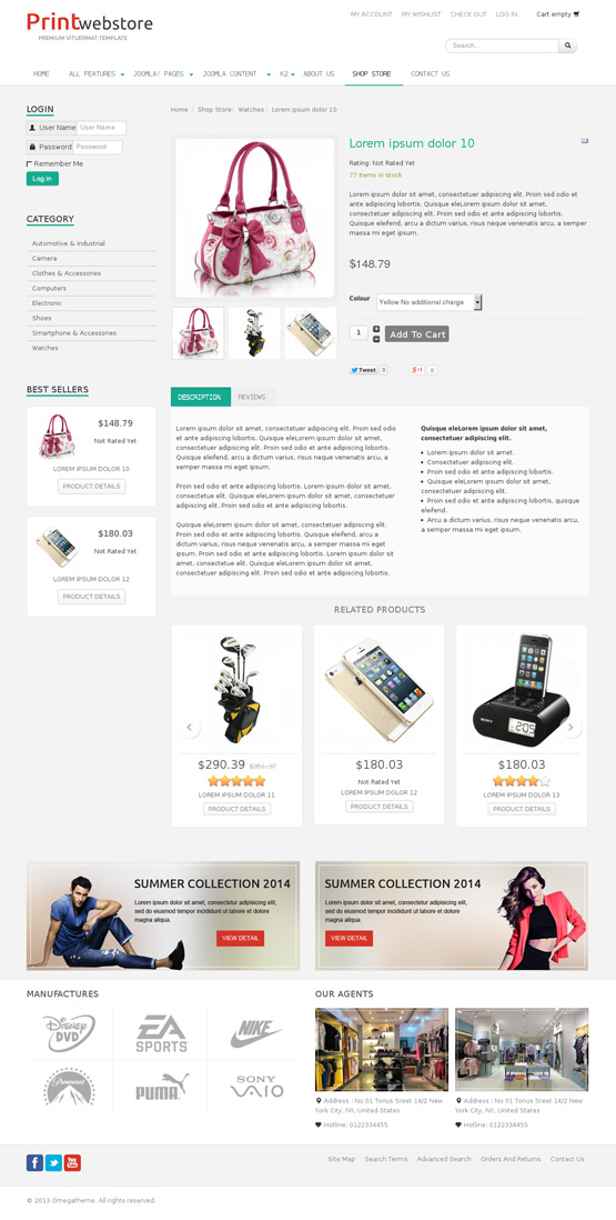 OT Print Joomla template - product detail page