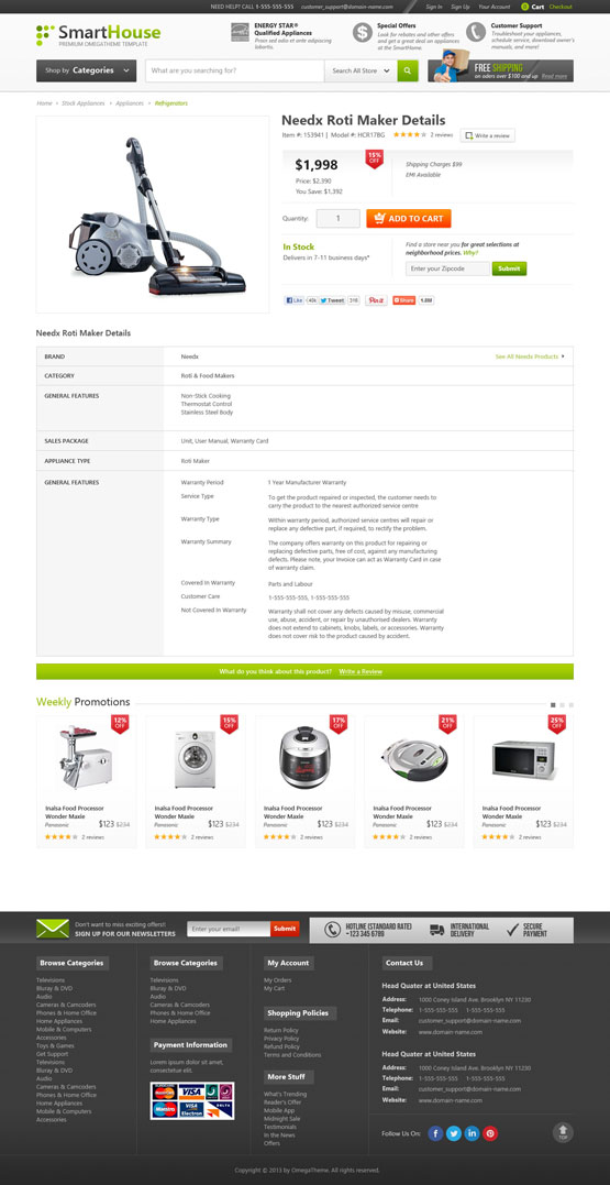 OT Smarthouse Joomla template - product detail page