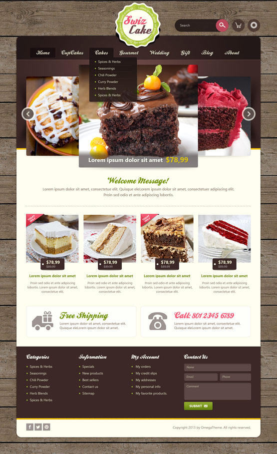 OT Swizcake - Cake Shop Joomla Template - OmegaTheme.com