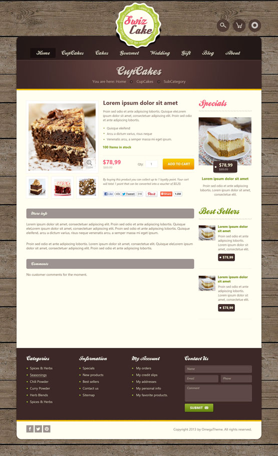 ot swizcake cake shop joomla template omegatheme com number 4 cake template